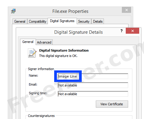 Screenshot of the Image Line certificate